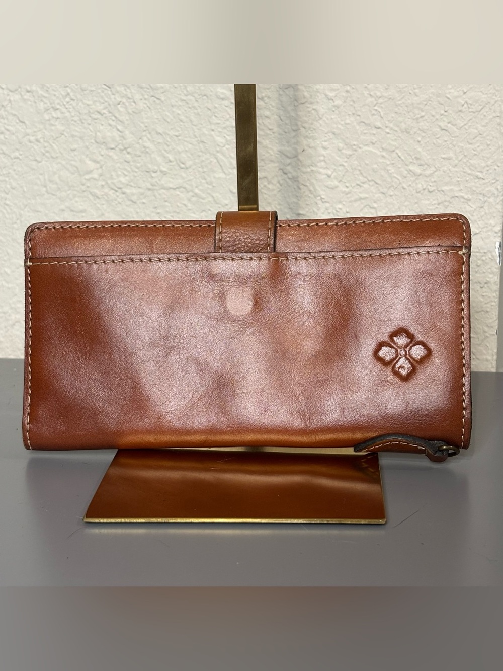 Patricia Nash Tan Cognac Leather Borse Double Flap Wallet (MSRP $98)